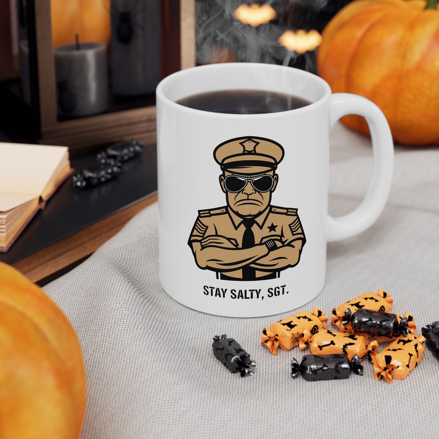 Stay Salty, Sgt. – Aviator Line Art Coffee Mug