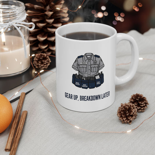 Gear Up, Breakdown Later – Sarcastic Duty Belt Coffee Mug | The Salty Sgt