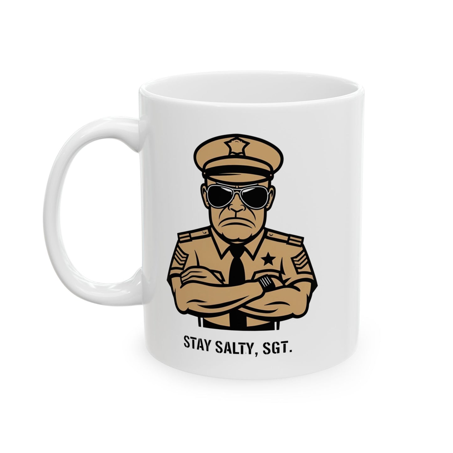Stay Salty, Sgt. – Aviator Line Art Coffee Mug