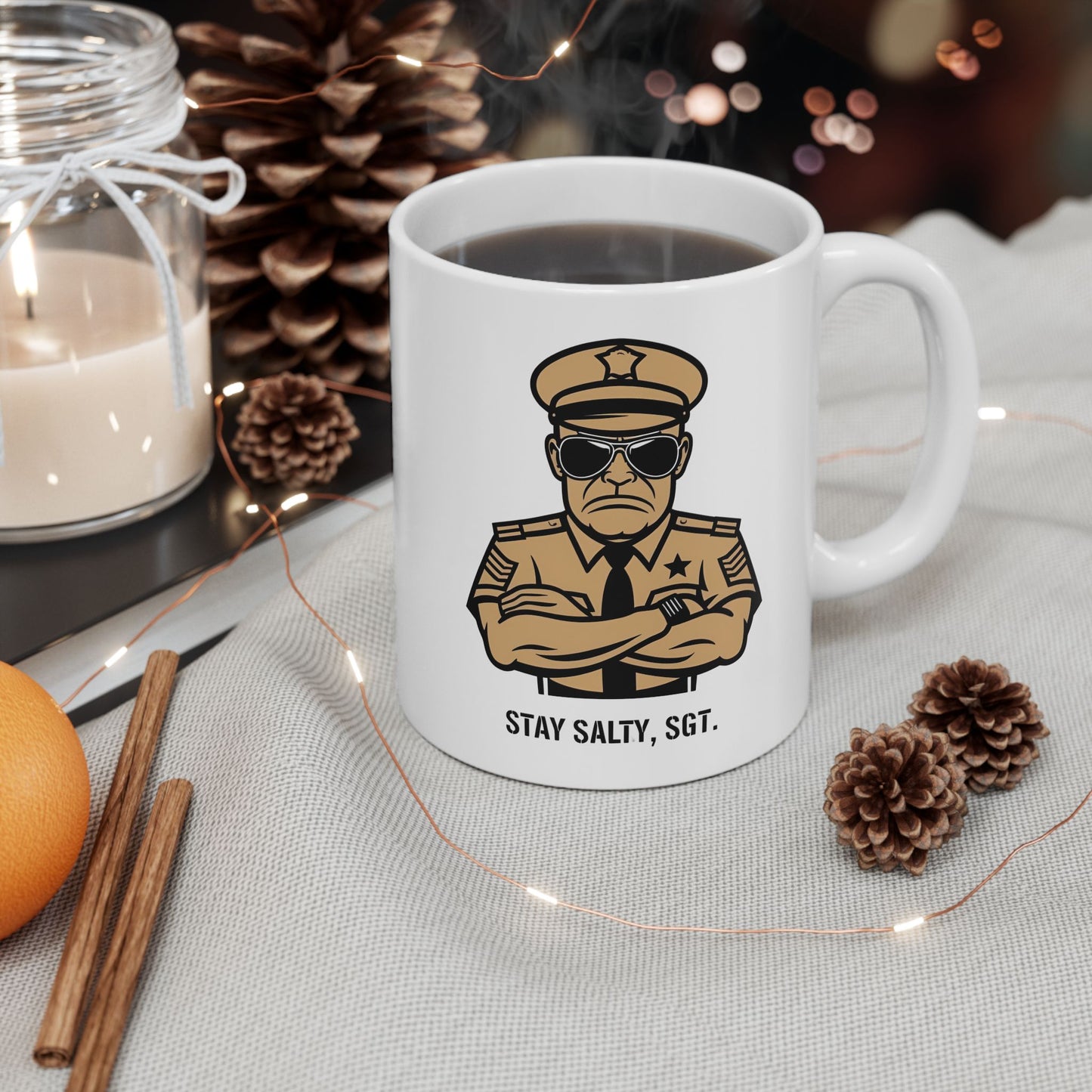 Stay Salty, Sgt. – Aviator Line Art Coffee Mug