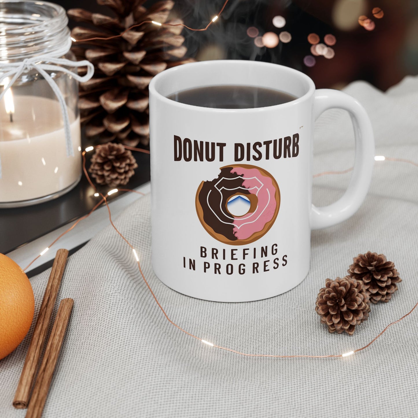 Donut Disturb – Briefing in Progress Coffee Mug