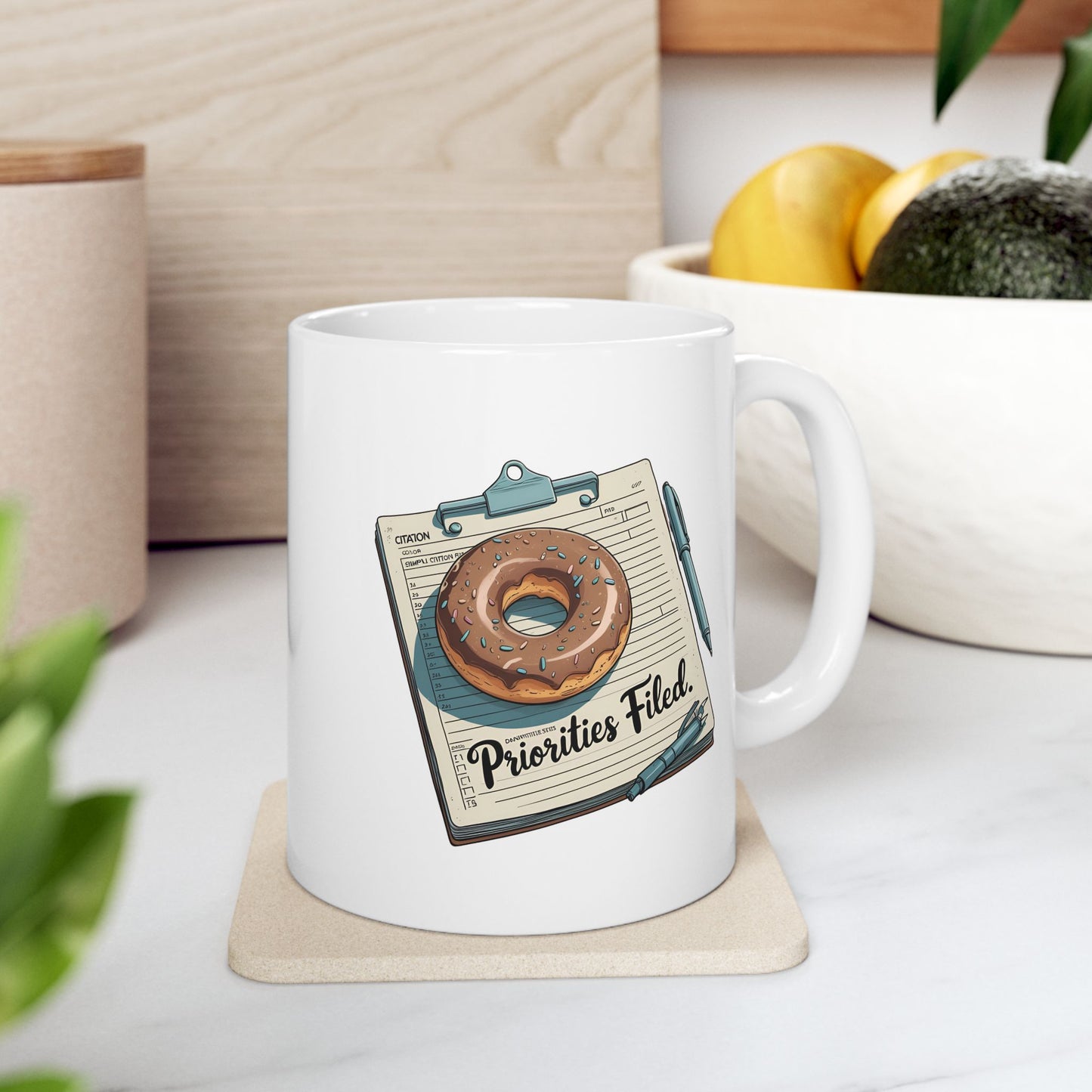 Priorities Filed Mug – Donut & Citation Pad Design | The Salty Sgt