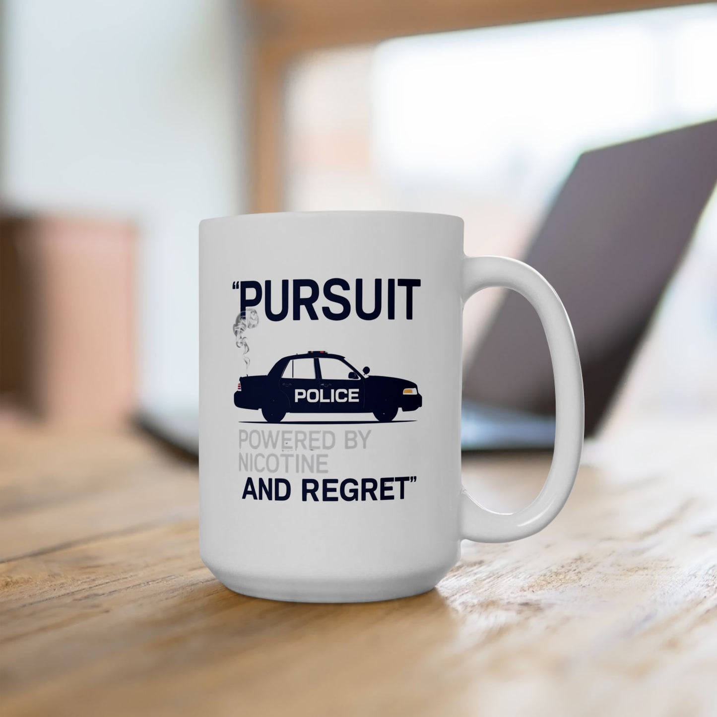 Pursuit Powered by Nicotine and Regret – Patrol Silhouette Coffee Mug