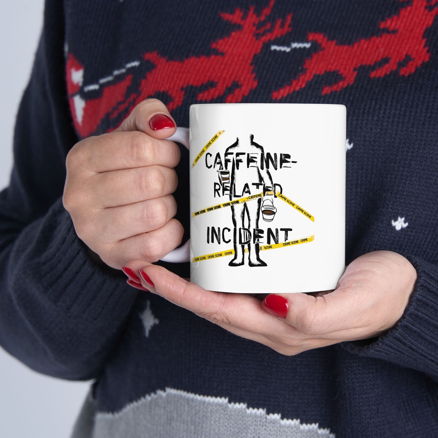 Caffeine-Related Incident Mug – Crime Scene Coffee Humor | The Salty Sgt