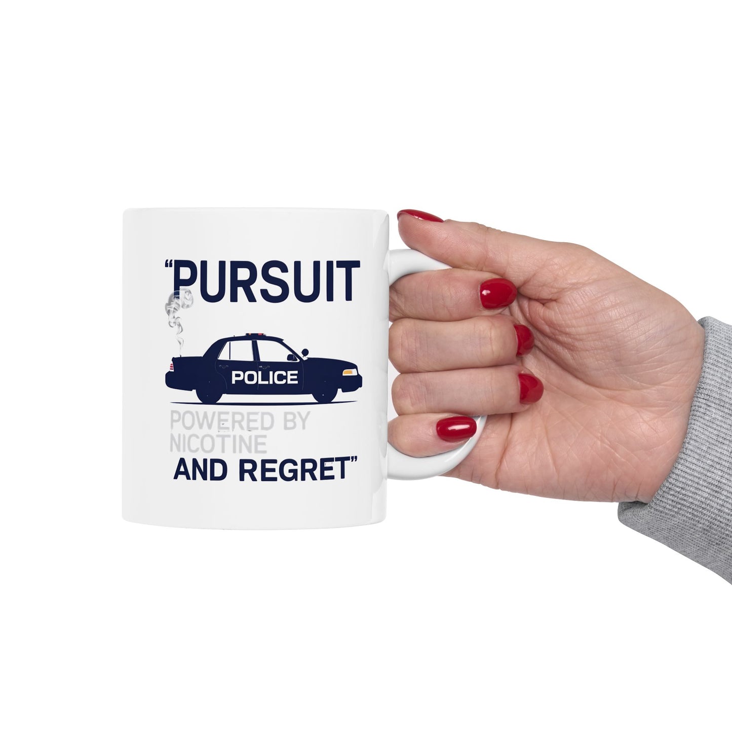 Pursuit Powered by Nicotine and Regret – Patrol Silhouette Coffee Mug