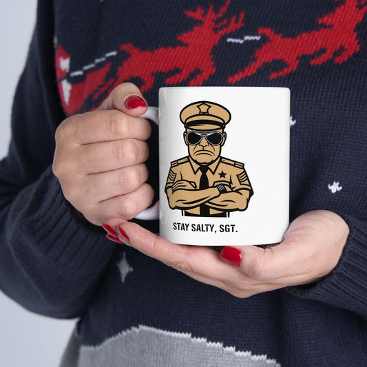 Stay Salty, Sgt. – Aviator Line Art Coffee Mug