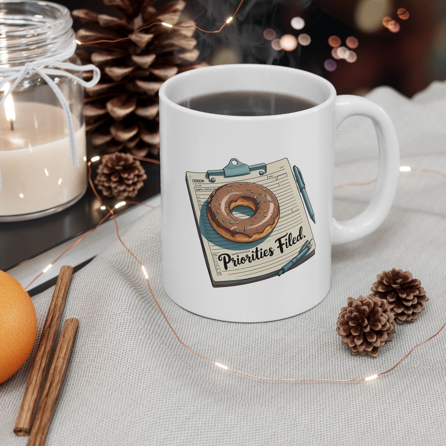 Priorities Filed Mug – Donut & Citation Pad Design | The Salty Sgt