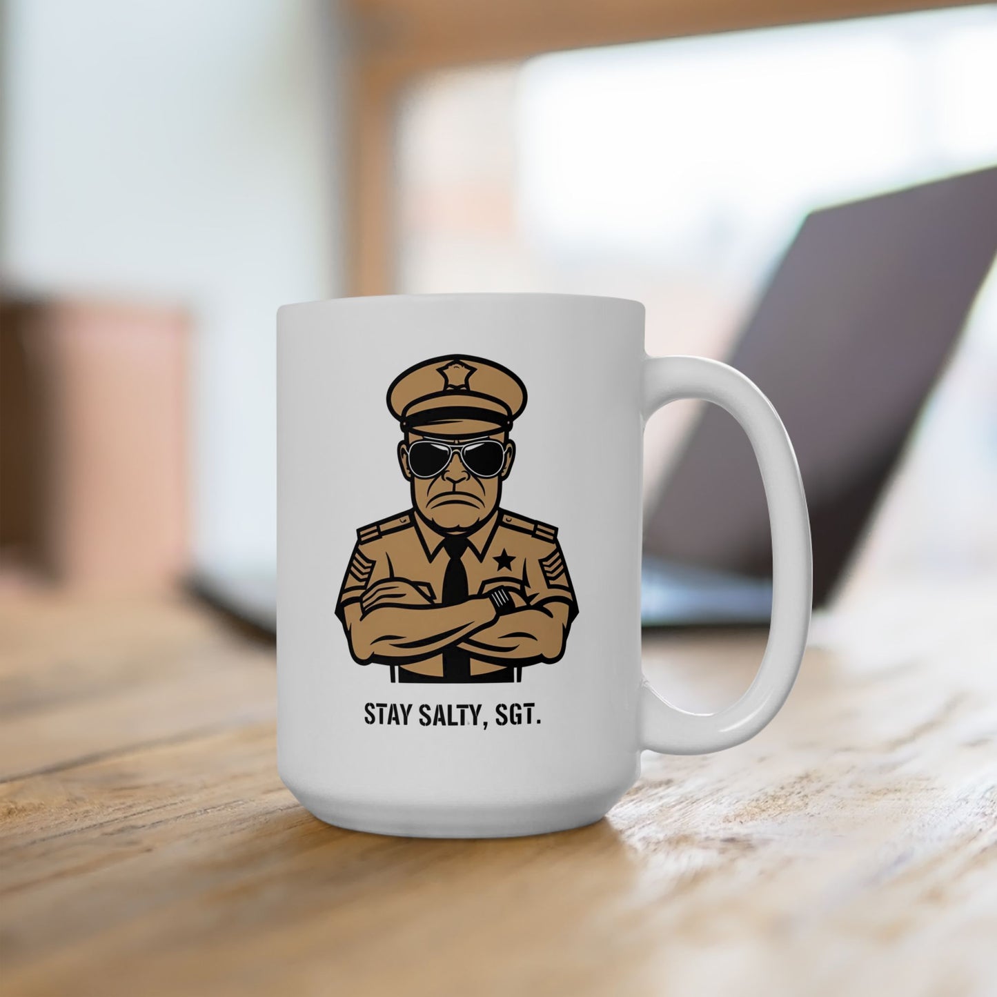 Stay Salty, Sgt. – Aviator Line Art Coffee Mug